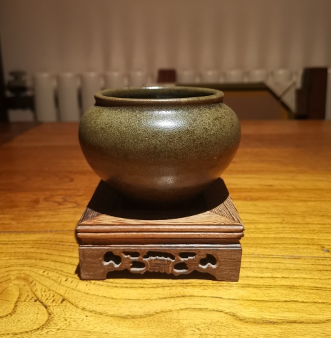古玩陶瓷晚清民國茶葉末釉茶入（已保真）拍賣，當前價格3800元
