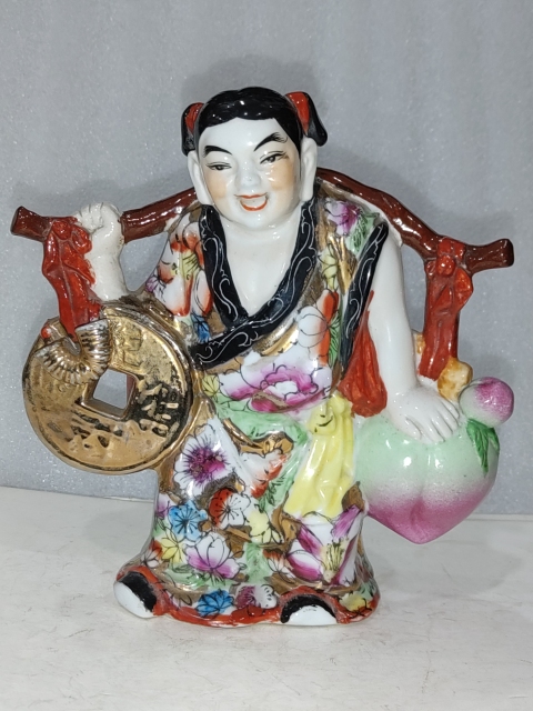 古玩陶瓷創(chuàng)匯·粉彩招財(cái)童子擺件真品鑒賞圖