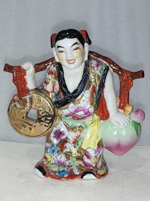 古玩陶瓷創(chuàng)匯·粉彩招財(cái)童子擺件真品鑒賞圖