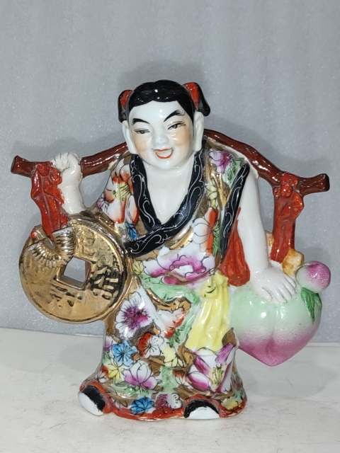 古玩陶瓷創(chuàng)匯·粉彩招財(cái)童子擺件真品鑒賞圖