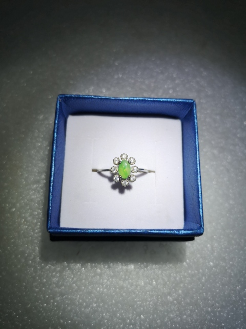 古玩玉器天然翡翠鑲嵌戒指拍賣,當前價格160元