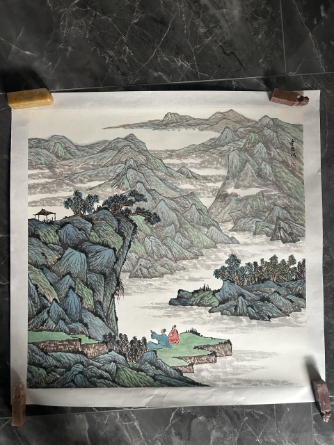 古玩字畫童森森《山水斗方》拍賣，當前價格558元