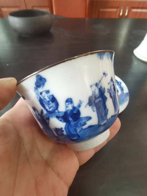古玩陶瓷青花八仙人物杯碟拍賣，當前價格5800元