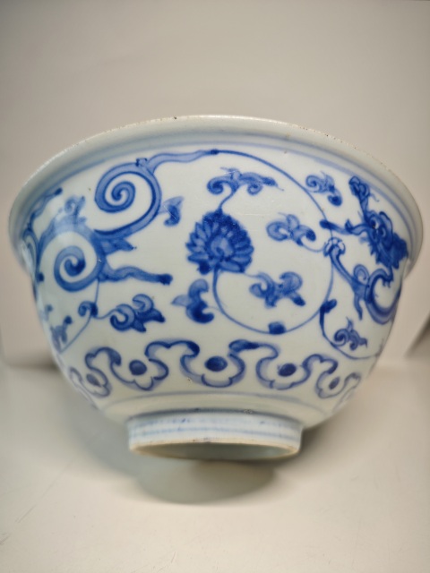 古玩陶瓷明嘉靖青花夔龍紋茶碗拍賣，當(dāng)前價(jià)格6543元