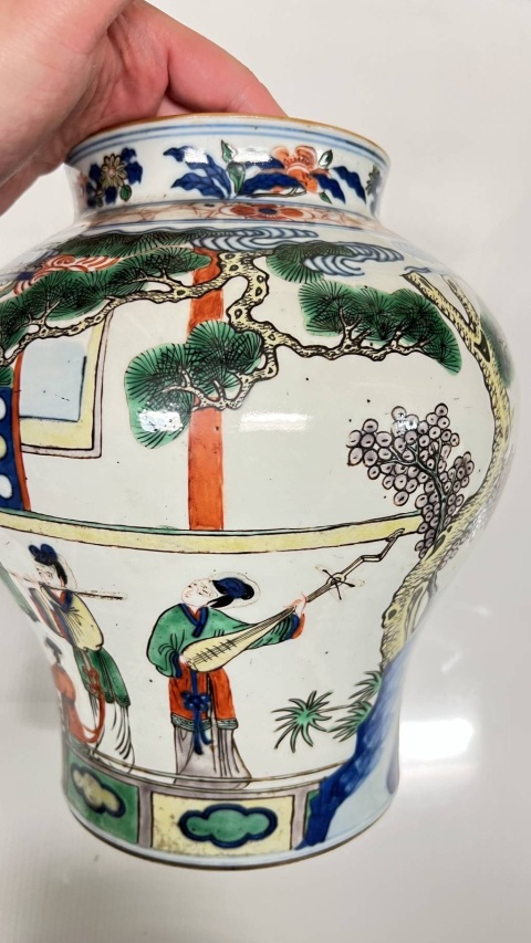 古玩陶瓷五彩人物故事紋將軍罐一對拍賣，當前價格36800元