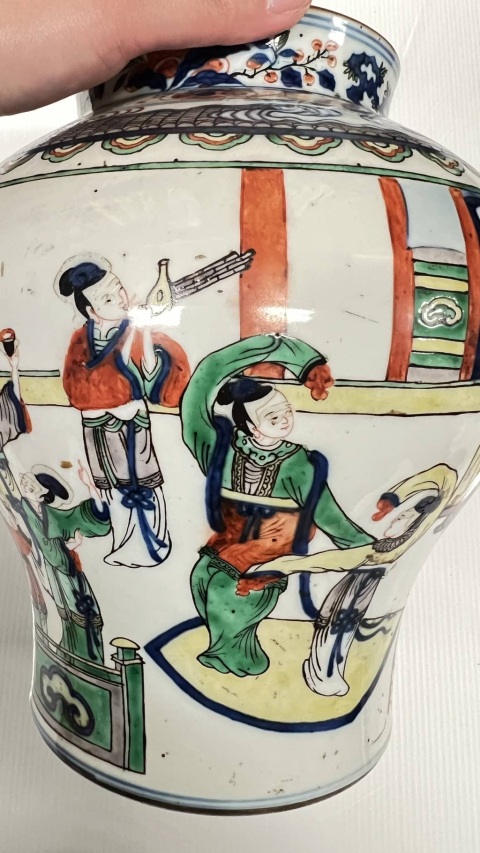 古玩陶瓷五彩人物故事紋將軍罐一對拍賣，當前價格36800元