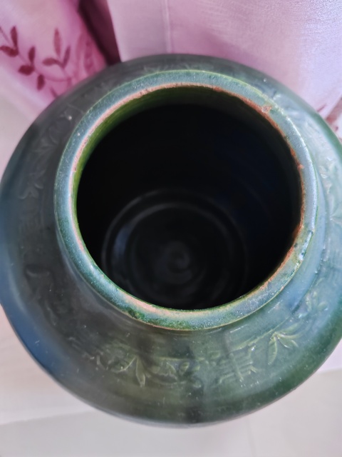 古玩陶瓷明代綠釉印花罐拍賣,當前價格3888元