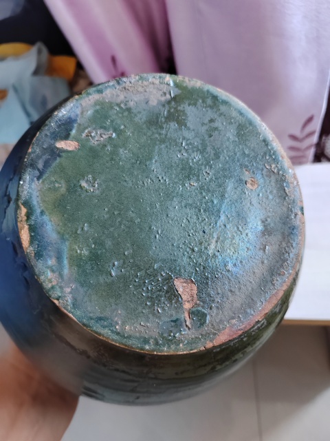 古玩陶瓷明代綠釉印花罐拍賣,當前價格3888元