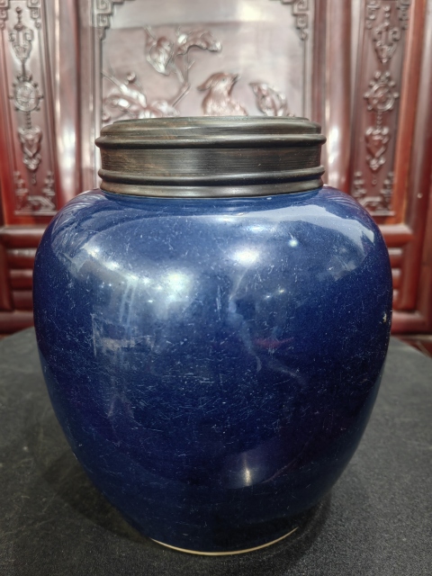 古玩陶瓷康雍霽藍釉罐拍賣,當前價格16000元