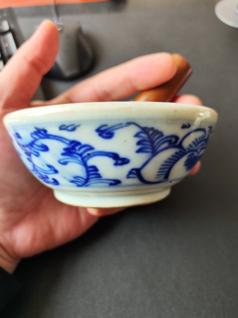 古玩陶瓷纏枝花卉紋青花藥研拍賣,當前價格2200元