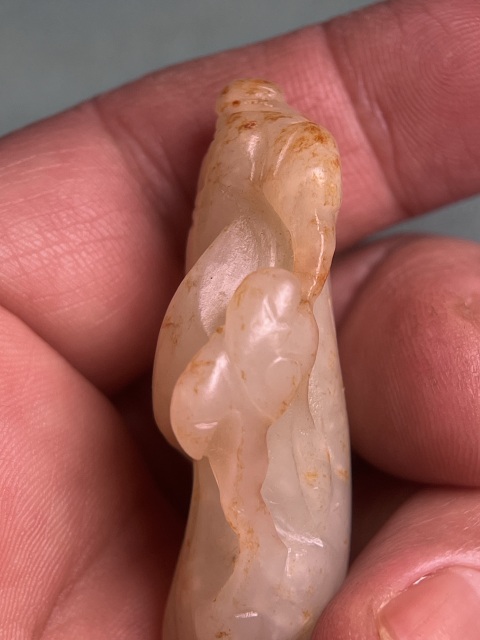 古玩玉器紅沁東方朔偷桃拍賣,當前價格7200元