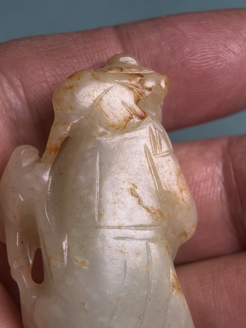 古玩玉器紅沁東方朔偷桃拍賣,當前價格7200元