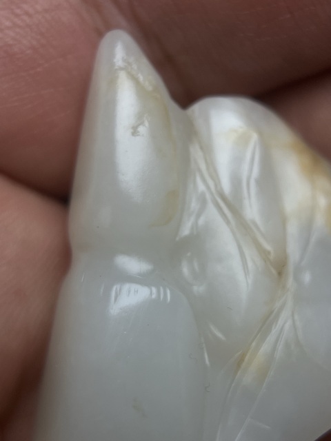 古玩玉器清代白玉籽料蓮藕墜拍賣，當前價格6800元