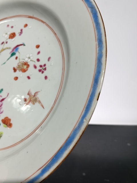 古玩陶瓷清乾隆粉彩庭院花鳥盤拍賣,當前價格1680元