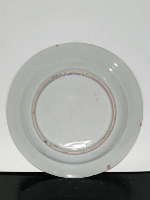 古玩陶瓷清乾隆粉彩庭院花鳥盤拍賣,當前價格1680元