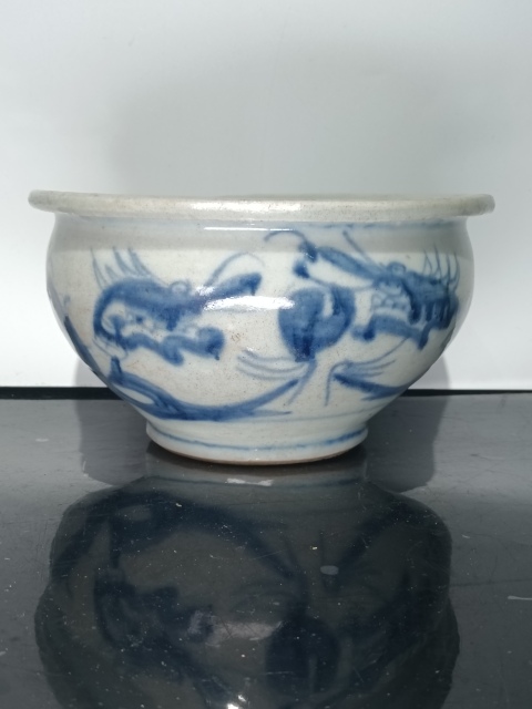 古玩陶瓷清早期青花雙龍戲珠爐拍賣，當前價格1680元