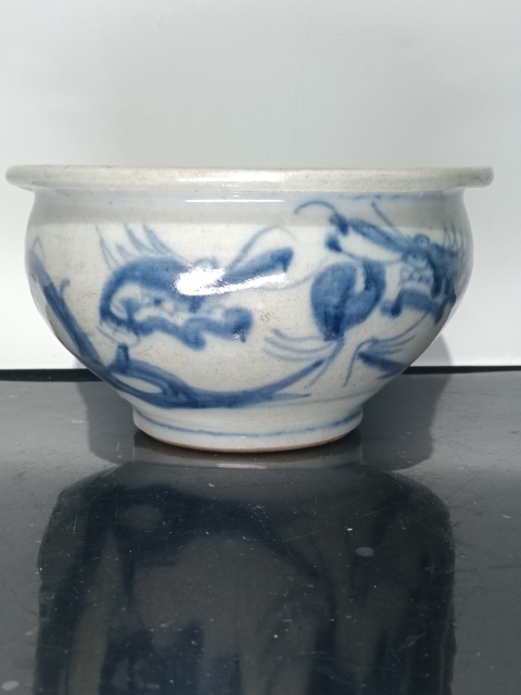 古玩陶瓷清早期青花雙龍戲珠爐拍賣，當前價格1680元