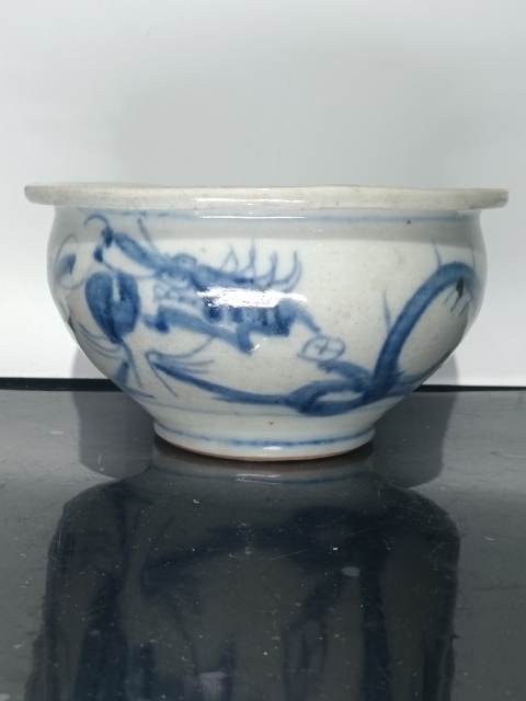 古玩陶瓷清早期青花雙龍戲珠爐拍賣，當前價格1680元