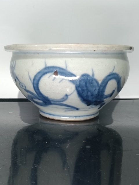 古玩陶瓷清早期青花雙龍戲珠爐拍賣，當前價格1680元
