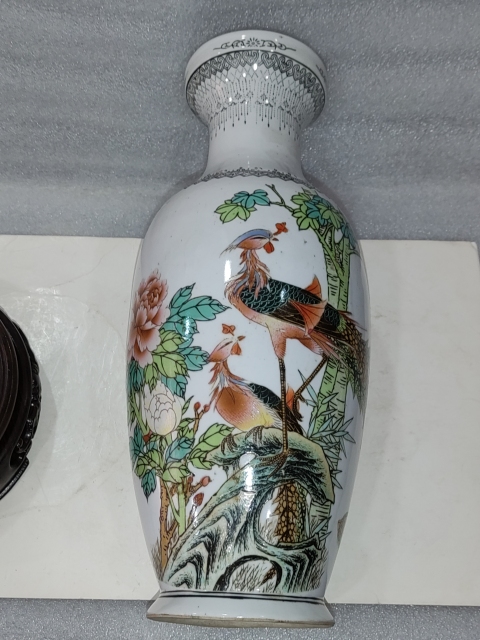 古玩陶瓷粉彩雙鳳牡丹花紋瓶拍賣,當前價格1288元