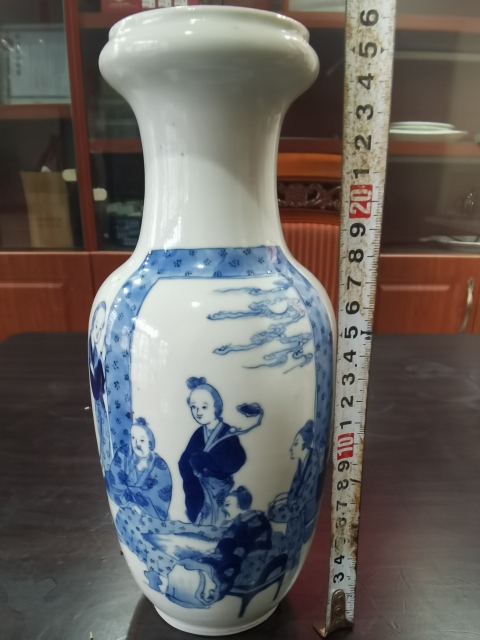 古玩陶瓷青花人物故事紋洗口賞瓶拍賣,當前價格13000元