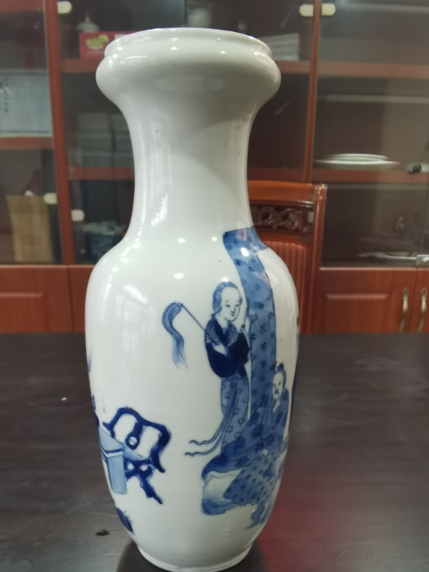 古玩陶瓷青花人物故事紋洗口賞瓶拍賣,當前價格13000元
