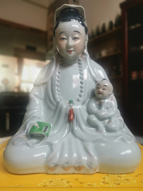 古玩陶瓷白釉送子觀音造像拍賣，當前價格8866元