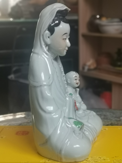 古玩陶瓷白釉送子觀音造像拍賣，當前價格8866元