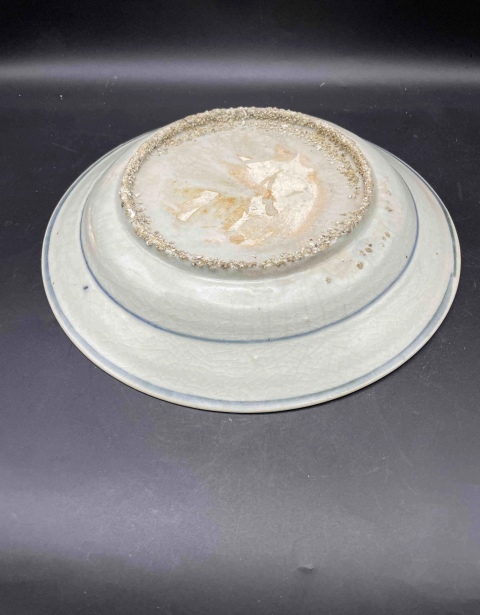 古玩陶瓷明代青花鳳穿牡丹圖折沿盤（有保真卡）拍賣，當前價格4680元