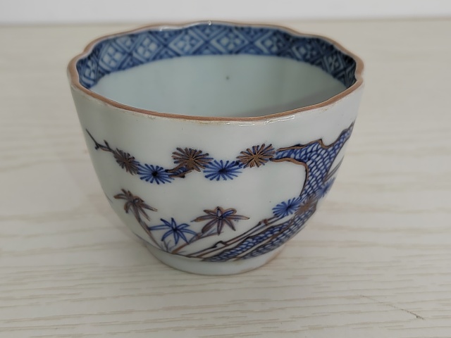 古玩陶瓷青花加彩杯（一套）拍賣，當前價格200元
