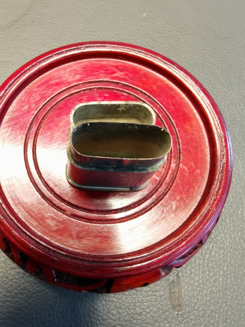 古玩銅器清代白銅春宮詩文煙膏盒拍賣,當前價格1980元