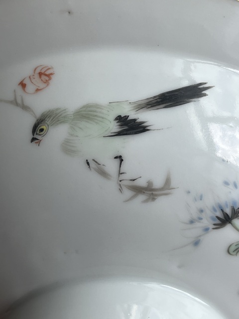 古玩陶瓷花鳥紋粉彩折沿碗拍賣，當前價格2500元
