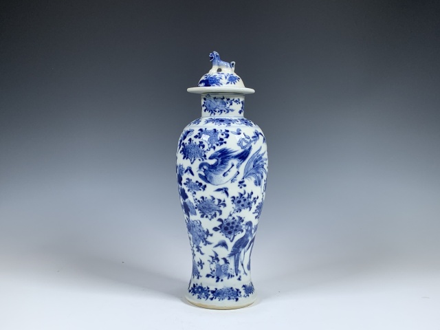 古玩陶瓷清晚期·青花花鳥紋蓋瓶拍賣,當前價格6500元