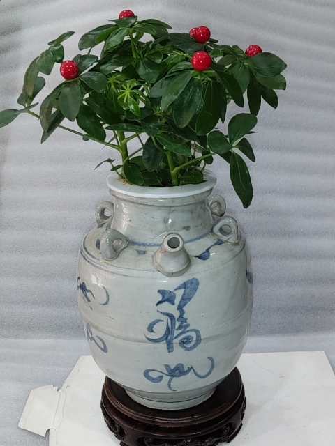 古玩陶瓷青花福字紋四系壺拍賣,當前價格1888元