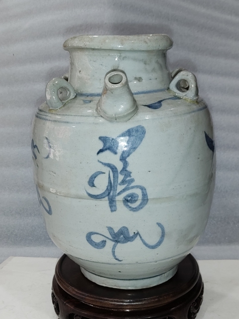 古玩陶瓷青花福字紋四系壺拍賣,當前價格1888元