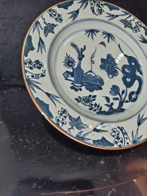 古玩陶瓷清康熙?博古紋青花盤拍賣,當前價格1100元