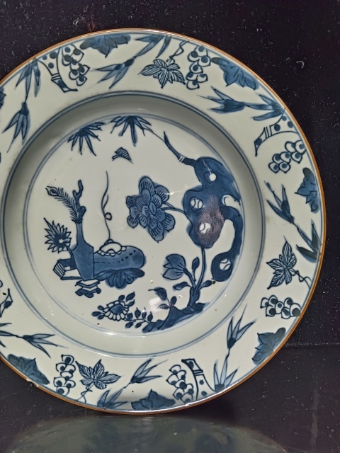 古玩陶瓷清康熙?博古紋青花盤拍賣,當前價格1100元