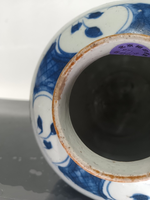 古玩陶瓷明末清初花卉紋青花罐拍賣,當前價格4600元