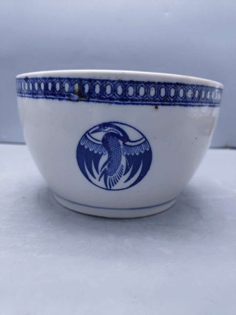古玩陶瓷青花團鶴紋蓋缸拍賣,當前價格199元