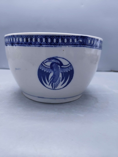 古玩陶瓷青花團鶴紋蓋缸拍賣,當前價格199元
