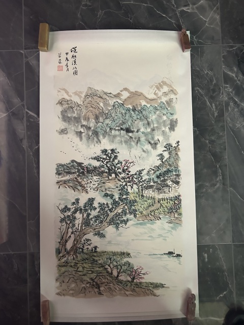 古玩字畫(huà)李學(xué)榮《攬勝溪山圖》拍賣(mài)，當(dāng)前價(jià)格755元