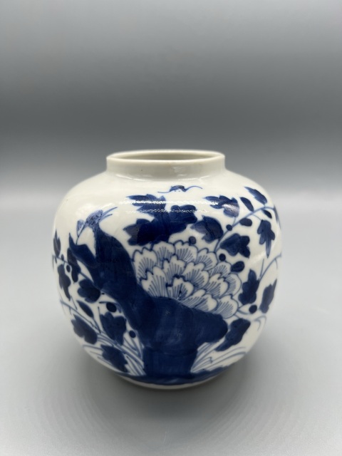 古玩陶瓷清中晚期青花富貴白頭罐拍賣,當前價格792元