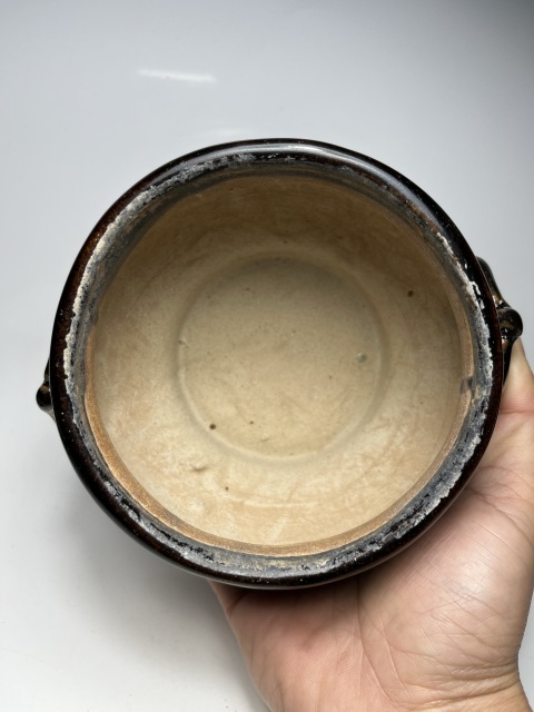古玩陶瓷烏金釉獸耳香爐拍賣,當前價格2588元