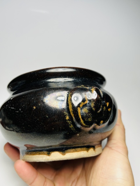 古玩陶瓷烏金釉獸耳香爐拍賣,當前價格2588元