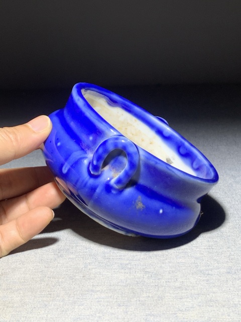 古玩陶瓷霽藍釉繩耳香爐拍賣,當前價格2888元
