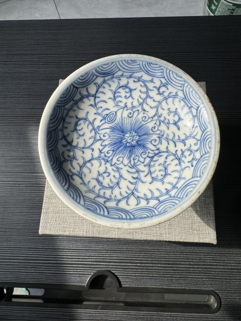古玩陶瓷青花淡描花卉紋高足盤拍賣,當前價格300元
