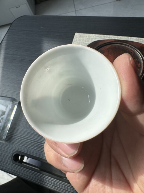 古玩陶瓷清道光·粉彩歲寒三友圖馬蹄杯拍賣，當前價格988元