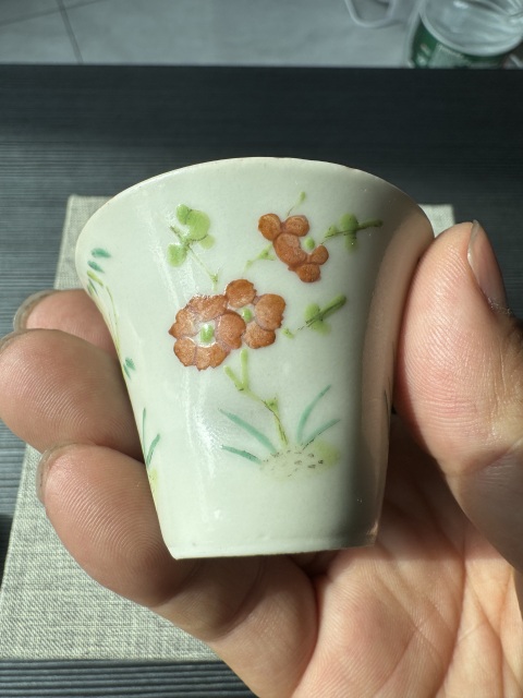 古玩陶瓷清中·花卉紋粉彩馬蹄杯拍賣，當前價格3600元