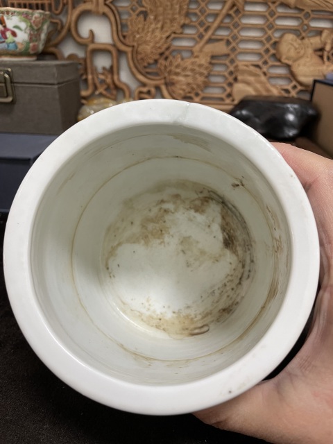 古玩陶瓷三星高照?qǐng)D青花圈足筒式香爐拍賣(mài),當(dāng)前價(jià)格5000元
