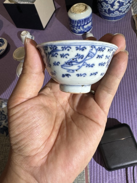 古玩陶瓷明·青花魚藻紋茶杯拍賣，當前價格2800元
